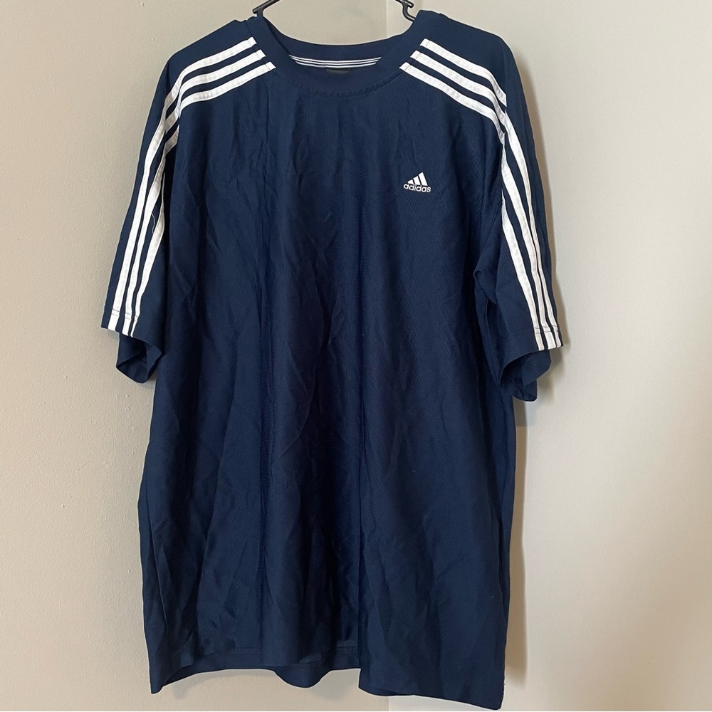 Adidas Dark Blue Tee with White Accents XL